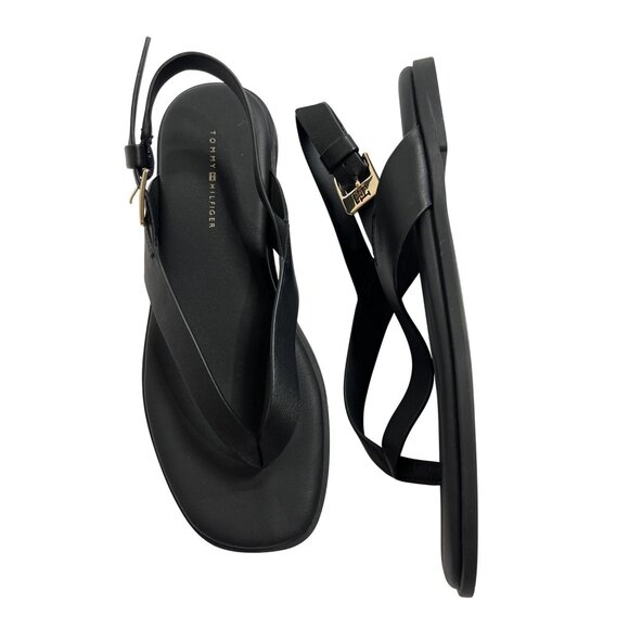 Tommy Hilfiger Leather Color Blocked Sandals in Black - Picture 1 of 9
